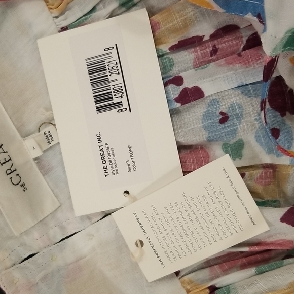 💕THE GREAT💕 The Dainty Dress ~ Midi 100% Cotton Tropical Floral Large L NWT - Picture 16 of 16
